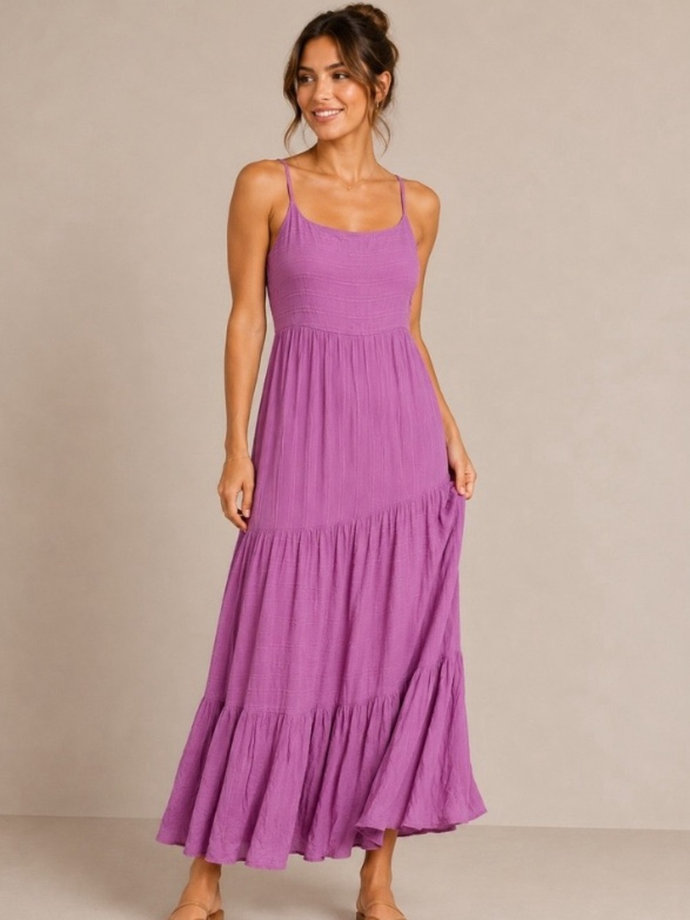 Haute Hippie Lavender Smocked Tiered Maxi Dress